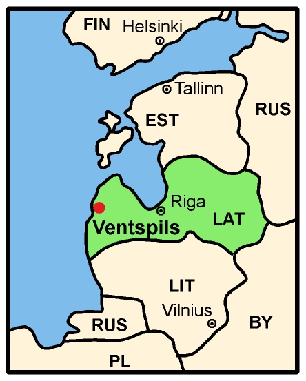 Map of Baltikum with Town of 12th EFOL Ventspils